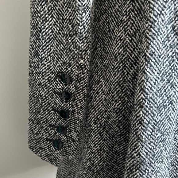 Express Y2k Black White Wool Blend Herringbone Coat Womens S - Picture 4 of 12